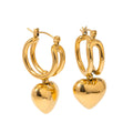 Stainless Steel Earring Silver Plated Lock Stone Hoop Earring Waterproof 18k Gold Plated Hoop Pendent Drop Earring