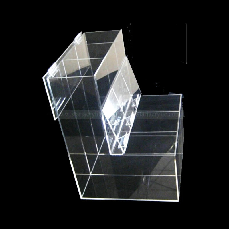Acrylic Triple Divided Wall Toy Dispenser Hanging Candy Ice Cream Topping Dispenser 3 Section Wall Storage Bin for Coffee Pod