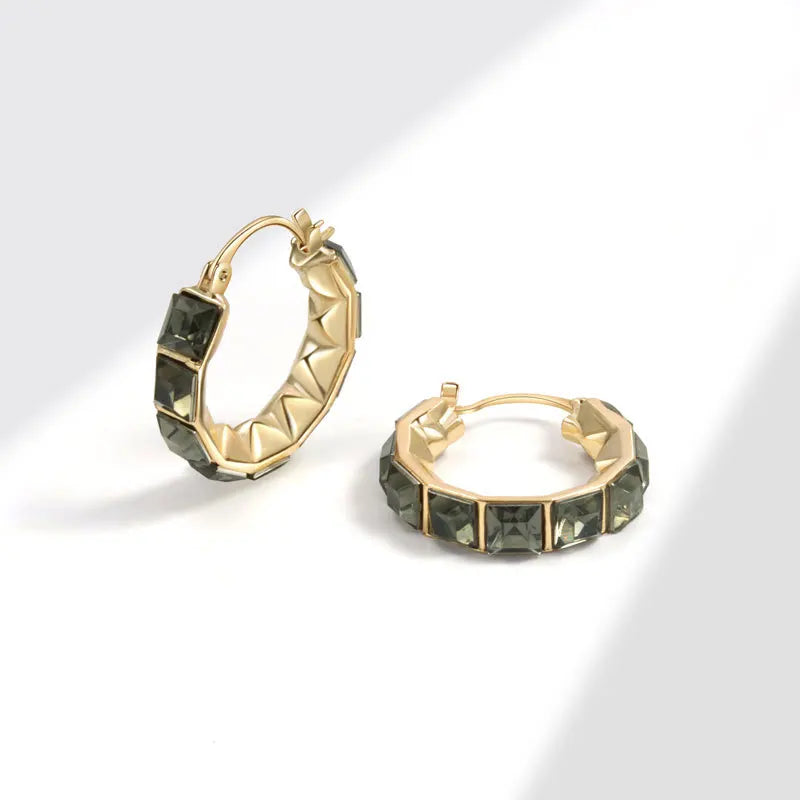 Hot-selling Products Luxury Lightweight High-end Design Sense High-end Elegance Multi-color square Zircon Fashionable   Earrings