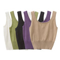 Women's Custom Logo Summer Crop Top Basic Ribbed Knitted U-Neck Tank Casual Short Sleeveless Vest Solid Thin Y2K Colorful Design