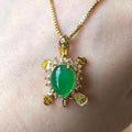 Turtle Necklace Jade Tortoise Pendant Lovely Green Long Life Jade Turtle Pendant Jewelry Inlaid 18K Gold Hot Sale