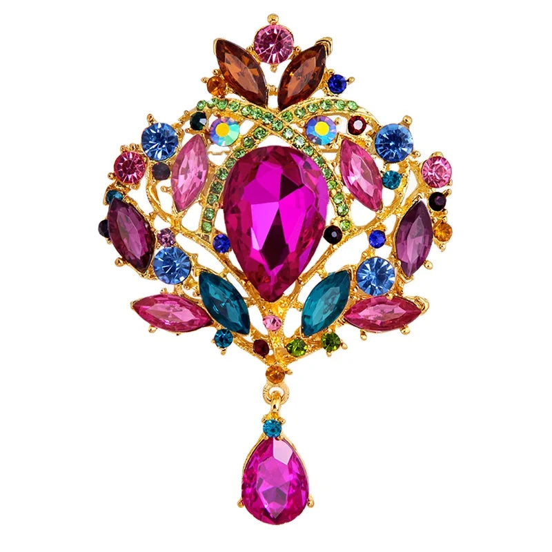 Lucky Sparkly Crystal Flower Brooch Pin for Women With Beautiful Created Fashion Brooches