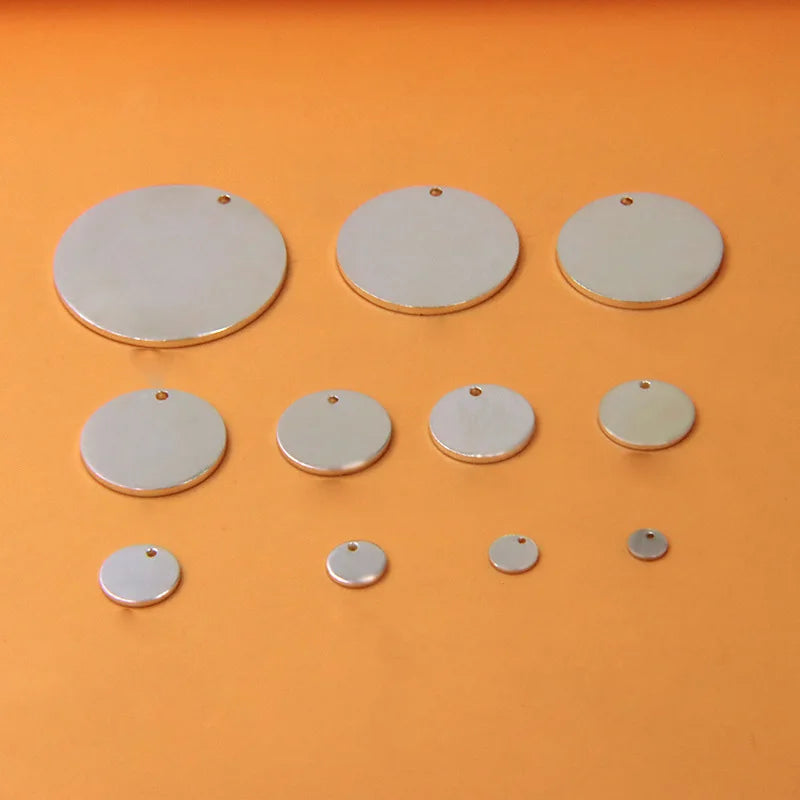 Custom Logo Solid 925 Sterling Silver 4-15mm Flat Blank Round Coin Disc Charm Pendants for Jewelry Finding