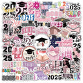 54PCS Class of 2025 Senior graduate graduation cap sticker sheet