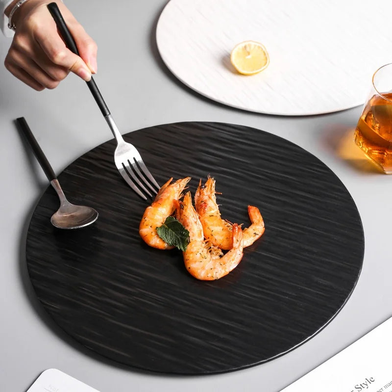 European Creative Round Shape Tableware Eco-Friendly Flat Plate Ceramic Dinner Service Tray for Home or Restaurant