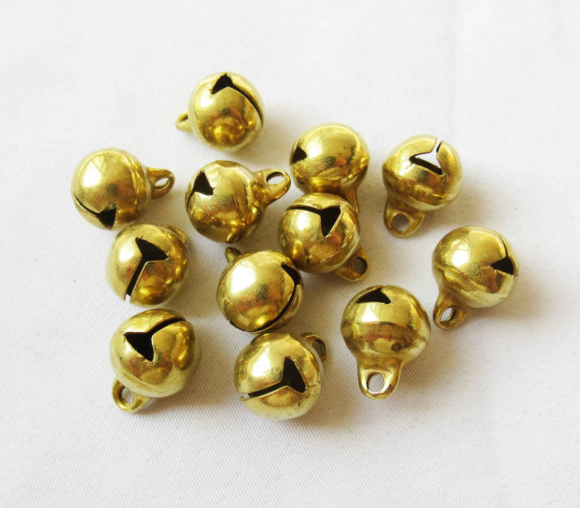 Jingle Bell 10mm Raw Brass End Charm DIY Loose Findings Xmas Decorations