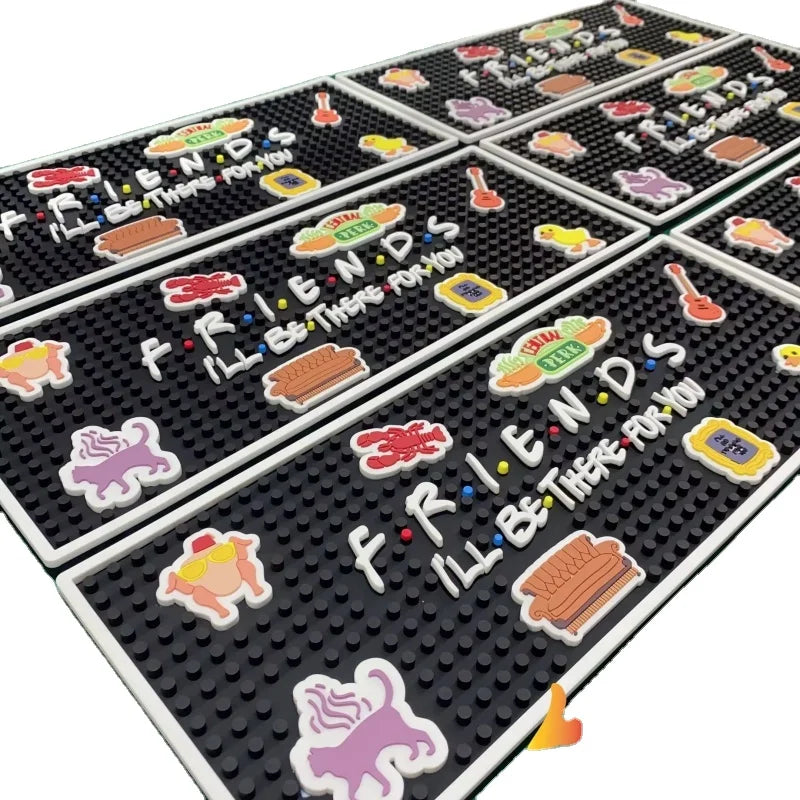 Wholesale Eco-friendly Square Soft PVC and Silicone Rubber Custom Coffee Bar Mat Runner