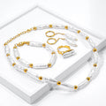 POWELL 18k PVD Gold Plated Stainless Steel Baroque Pearl Jewelry Set Waterproof Non-tarnish Necklace Bracelet Earring Ring