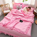 Korean Version of Solid Color Bedspread king Size Summer Quilt Lace Summer Quilt Cover Bedding Four-piece Set
