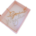 QIUHAN Luxury Script Letter Name Necklace Initial Crystal Jewelry Personalized Signature Necklace