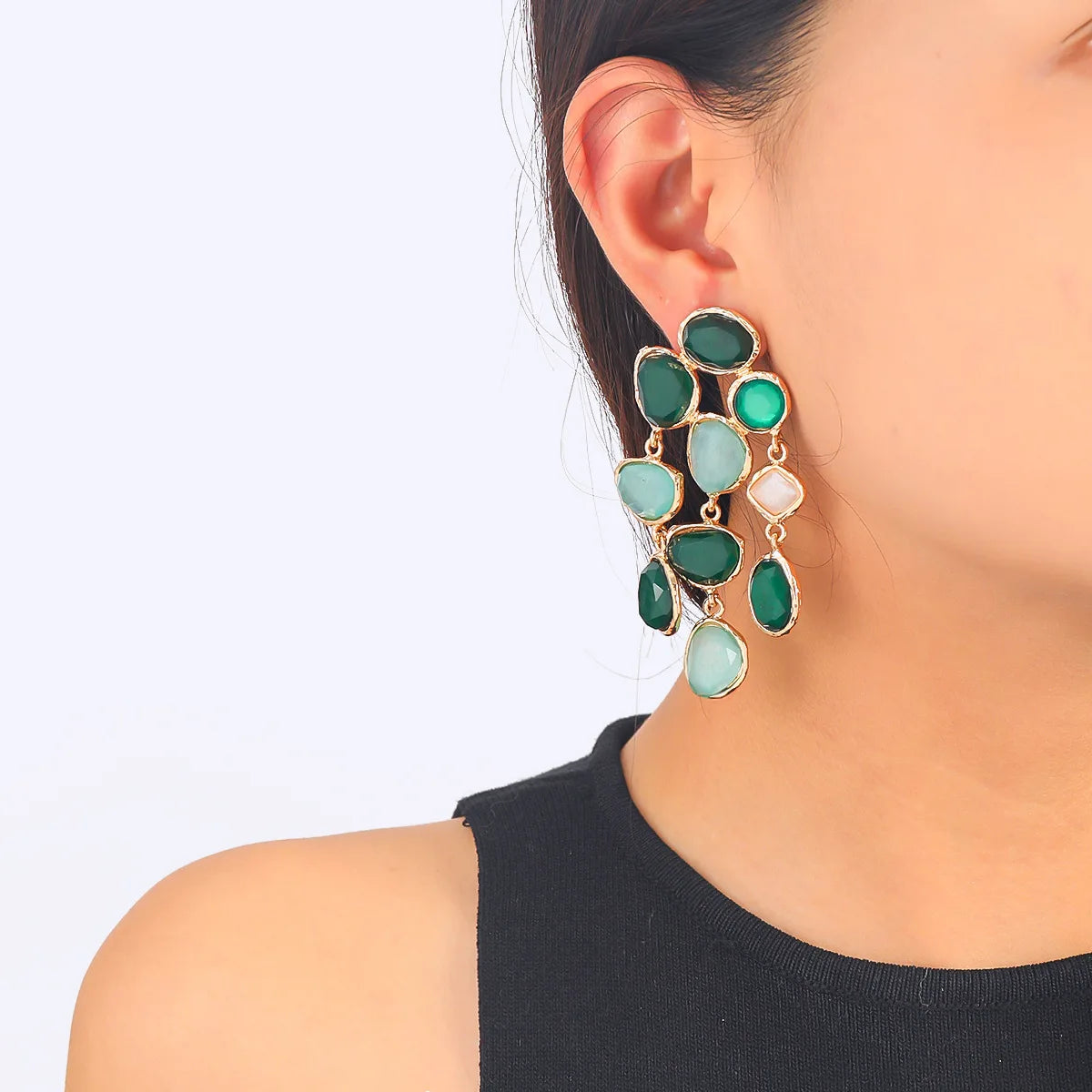 Zooying New Fashion Color Bohemian Style Resin Fringe Earrings