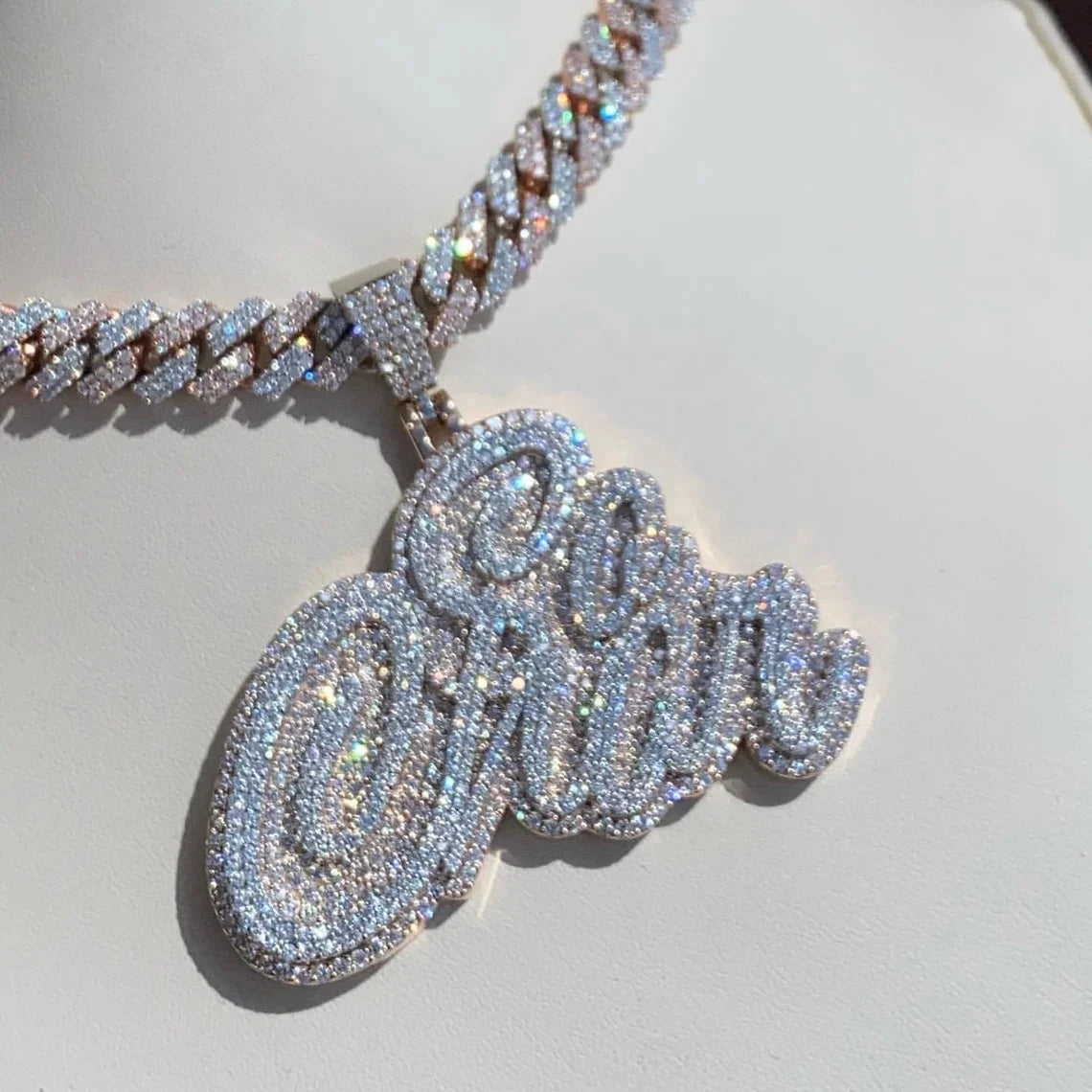 Hip Hop Full Iced Out S925 Two-Tone VVS Moissanite Diamond Letter Customized With Own Logo Pendant Necklace