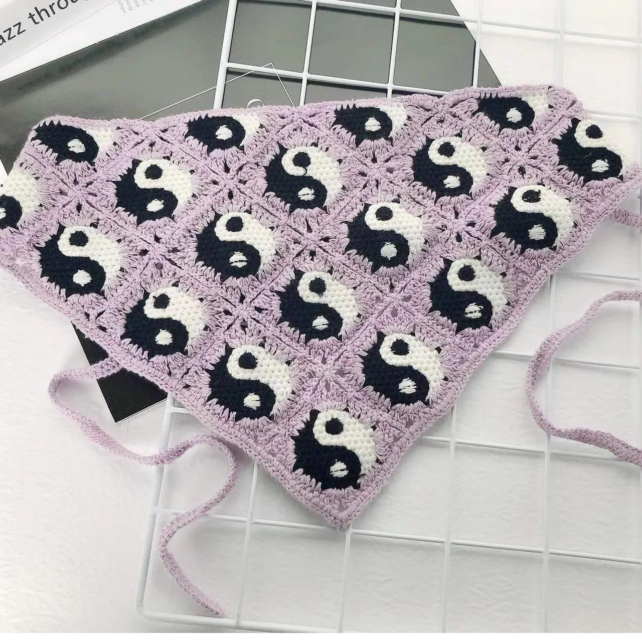 Customized Colorful Knitted Taiji Triangle Headband Crochet Cotton Women Hair Scarf Head Kerchief for Girls