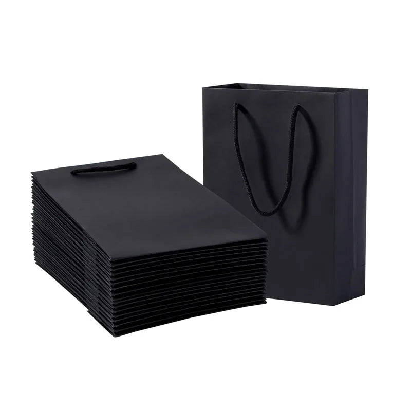 Luxury Black Kraft Paper Bags for Shopping Custom Logo Printed Christmas Tote Gift Packaging-Made in China