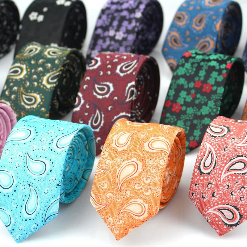 Men's Luxury Cashew Paisley Jacquard Tie Polyester with Fashion Waistfruit Pattern Design