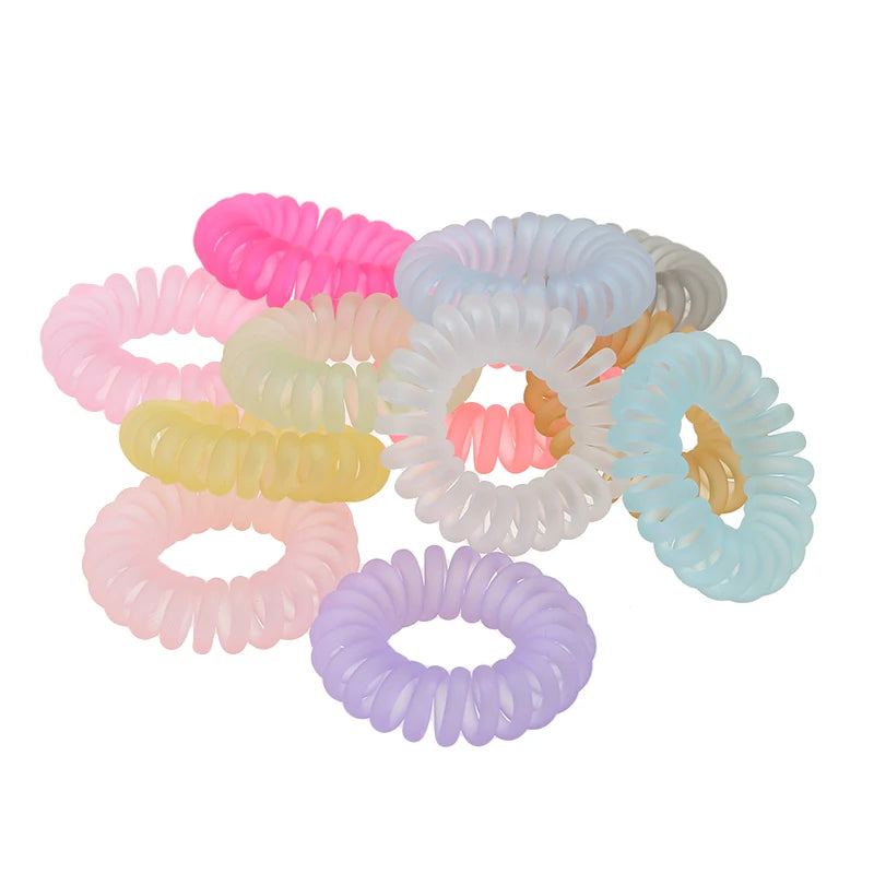 Color Hair Ties Wrist Coil Elastic Hair Ties Elastic Coil Spiraled Telephone Cord Hair Ties Sweet Color Hair Ties