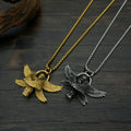 Classic 18K Gold Plated Angel Little Boy Pendant Handmade Six Winged Seraph Prayer Boy Pendant Long Chain Necklace Men Jewelry