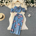 Women's Sets Summer Solid Tops Vintage High Waist Skirt Set Ropa Wholesale