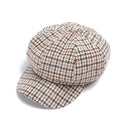 Wholesale French Style Girl Lady Boinas Autumn Winter Fashion Houndstooth Hat Women Wool Beret Hat Tweed Octagonal Cap