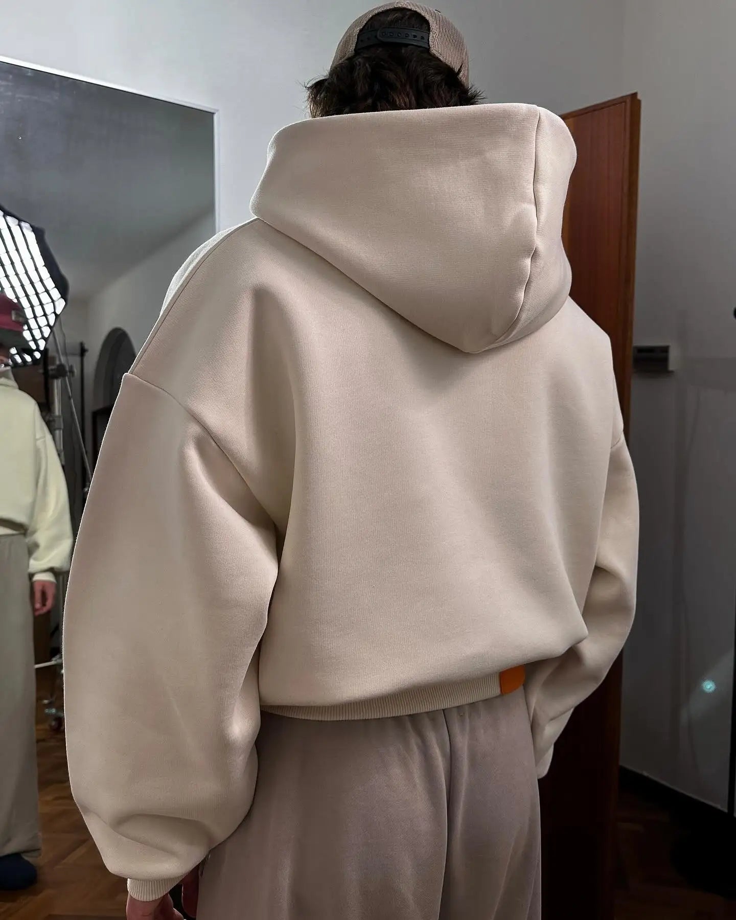 FLN  Custom 250g  Puff Printing Boxy Hoodie for Men French Terry Pullover Style with Hooded Collar  Autumn Thin Hooded Sweater