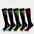 New Colorful Striped V Shaped Elastic Fitness Workout Compression Stockings Socks for Sports Professional Athletic Men and Women