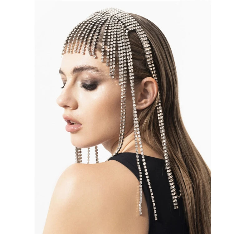 N-41 Crystal Diamond Wedding Long Tassel Hair Hoop Forehead Jewelry