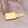 Custom Stainless Steel Jewelry Photo Drawer Box Envelope Locket Hidden Secret Message Necklace