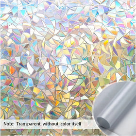 UDK Decorative Window Film Static Cling Laser Glass with Irregular Geometric Pattern Waterproof PET Material for Home Use