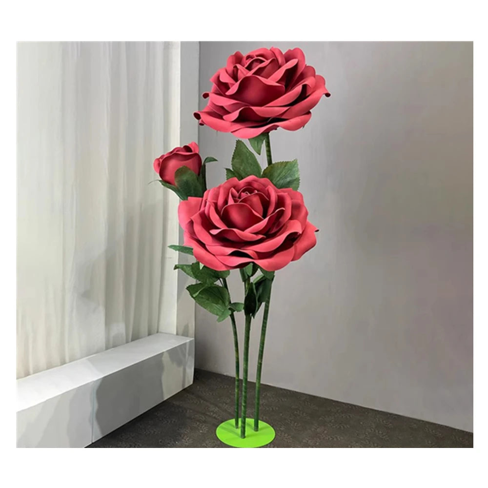 L927 Hot Selling Large Indoor Display Flowers Giant Paper Flowers EVA Red Artificial Rose for Wedding Events Showcase Decoration