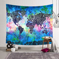 World Map Tapestry High-definition Map Fabric Wall Hanging Decor Watercolor Map Letter Polyester Table Cover Yoga Beach Towel