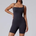 SMART FABRIC Breathable Eco-Friendly Four-Way Stretch Lightweight Asymmetric Back Yoga Dance Sports Jumpsuit Hip Lifting Pleated