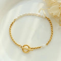 Hot Selling 2023 New Popular Hip-hop Style Freshwater Pearl Bracelet Titanium Steel 18k Gold Plated Ot Buckle Fashion Jewelry