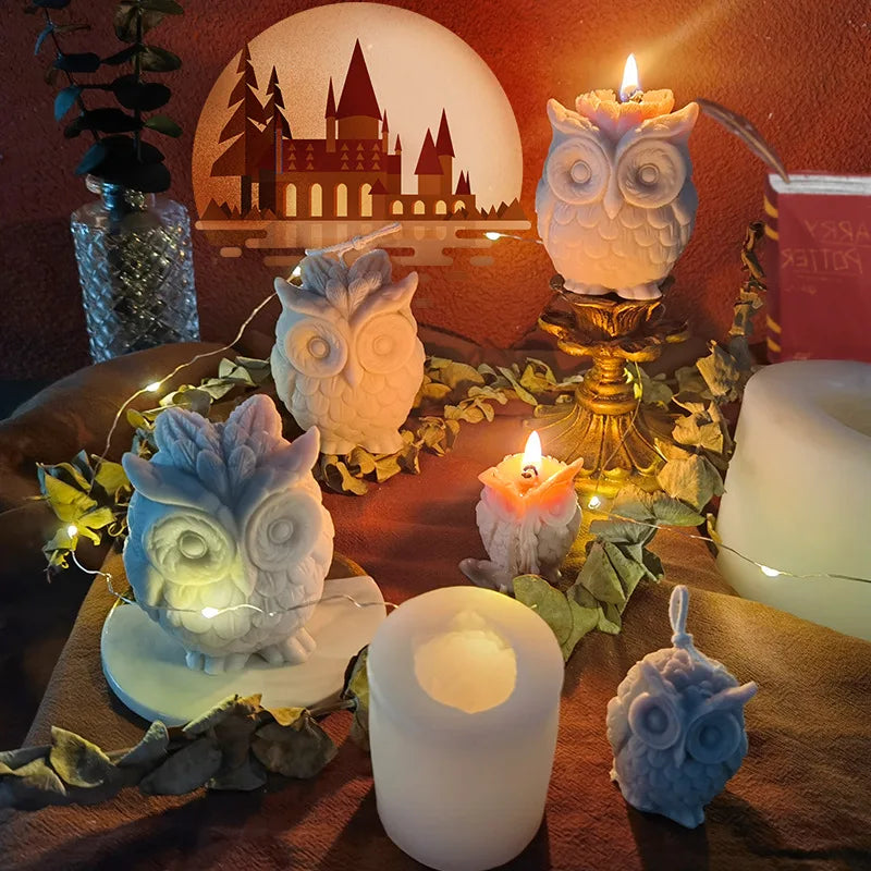 Handmade Eco-Friendly Silicone Owl Candle Molds DIY Sculpture Mold for Candle Resin Gypsum Crafts Making OPP Bag