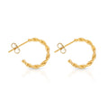 Chris April Anti-tarnish 316L Stainless Steel 18k PVD Gold Plated Spiral Rope Twist Hoops Stud Earrings