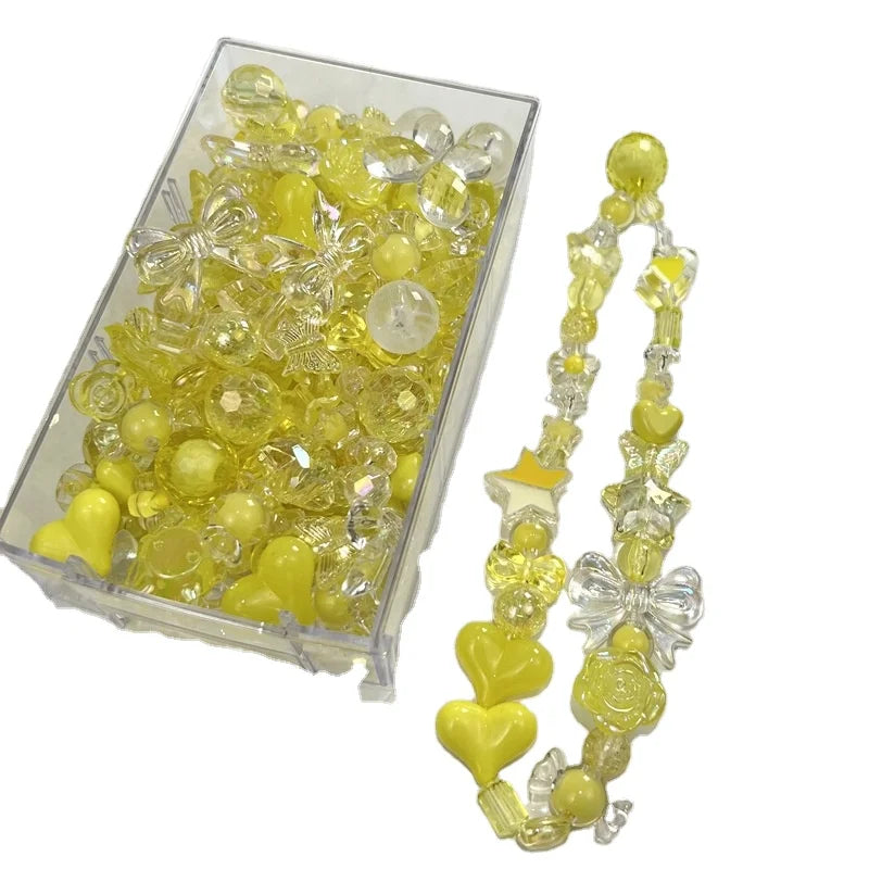 Fashion Multi-shapes Acrylic Beads butterfly  Heart Candy Smile Face Round Loose Plastic Beads for Children Hair Necklace Making