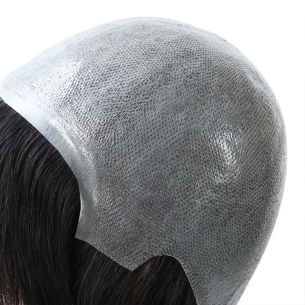 BIO FW 6" Knotted Full Polyskin PU Human Hair Wig for Women Natural Straight