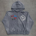 US Free Tax  Oversized Zipper Pullover Hoodie Sun Faded Distressed Vintage Acid Wash Streetwear Zip up Distressed Hoodie for Men