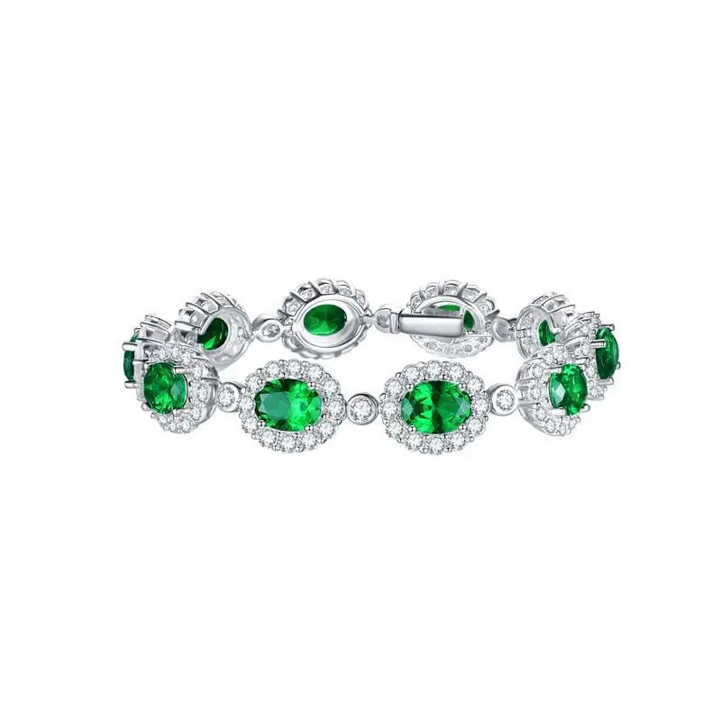 Wholesale 100% Real 925 Sterling Silver Valentine's Day Custom logo Charm Created Emerald Bracelet