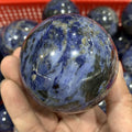 Wholesale Natural Blue-Veins Stone Sphere Polished Sodalite Balls for Home Decoration