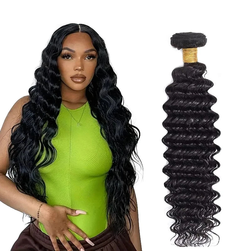 Wholesale 8-22 Inch Brazilian Deep Wave 100%Human Hair Bundles Unprocessed Human Hair Extensions Double Drawn Weft