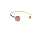 G866 Pink Opal Bracelet Gold Plated Jewelry Anti Anxiety Rotating Rotatable Cuff Bangles Spinner Bracelet Fidget Spinning Bangle