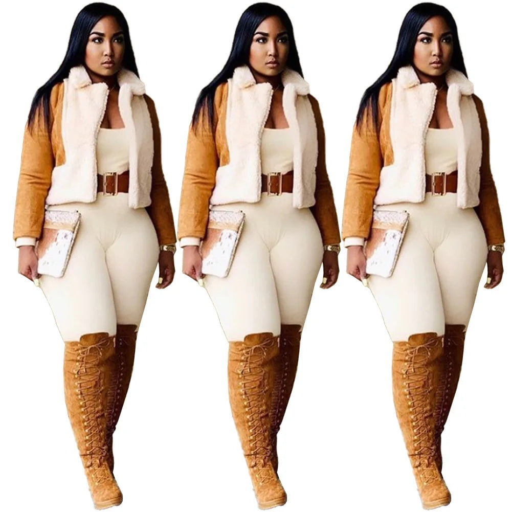 Autumn Winter Loose Artificial Fur Cardigan Casual Motorcycle Corduroy Jacket Down Women's Coats Winter Coats for Women 2022