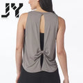 Joy Breathable Lightweight Yoga Vest with Back Hollow Butterfly Pleats Loose Sports Cover-Up for Outdoor Running Top Clothing