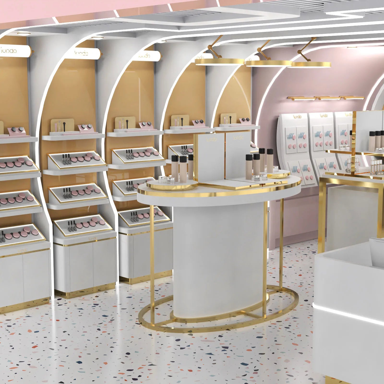 2024 Custom Design Metal Perfume Cabinet Factory Wholesale Cosmetic Showcase Furniture for Display
