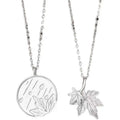 Romantic Maple Round Pendant Couple Necklace Romantic Prommise Matching Circle Pendant Maple Leaves Necklace