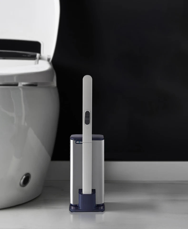 Stainless Steel Electric Toilet Brush Holder with Plastic Handle and Sponge Cleaning Set
