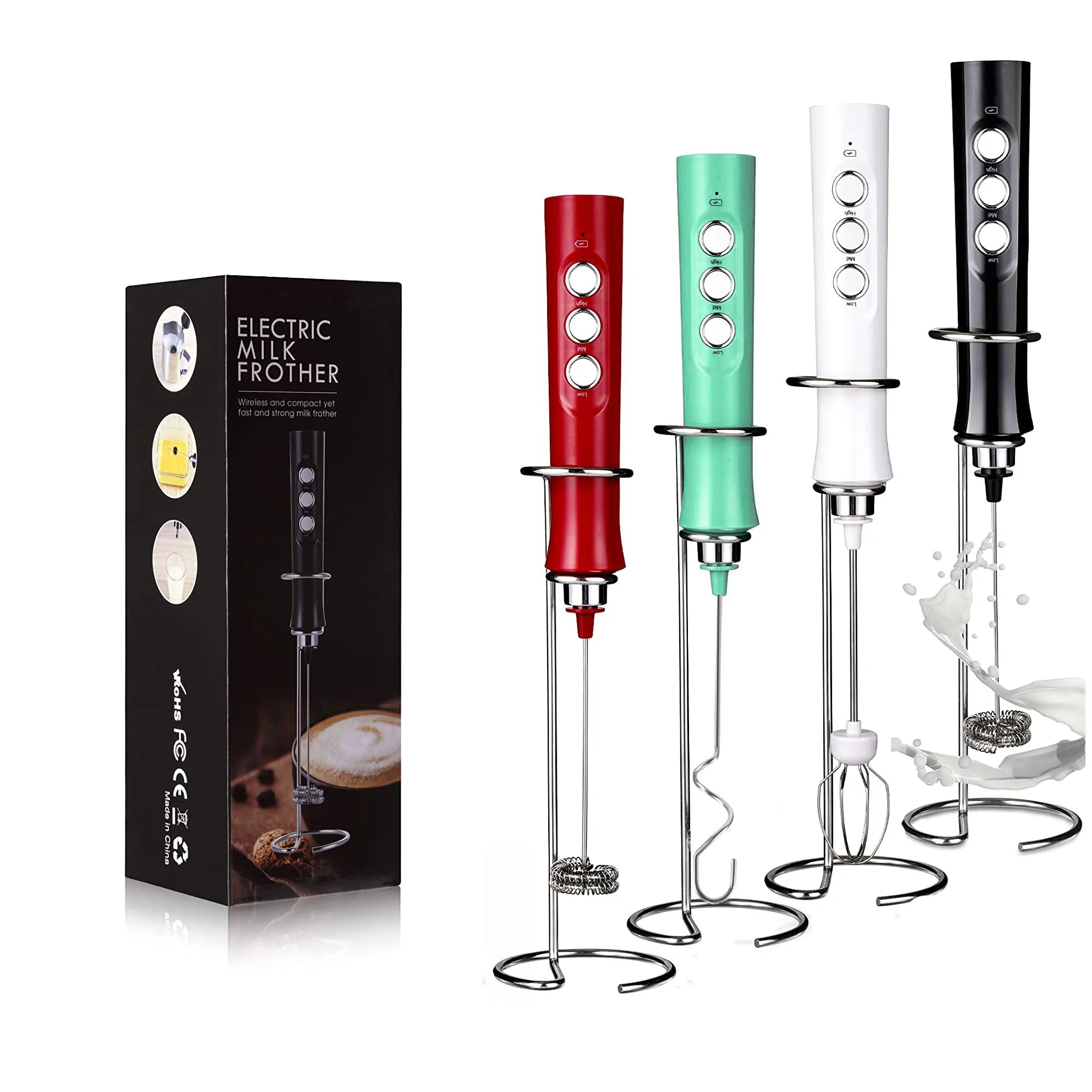 Factory Price 3 Speed Battery Usb Rechargeable Hand Milk Frother Coffee Maker Electric Milk Frother Egg Beater for Coffee Matcha