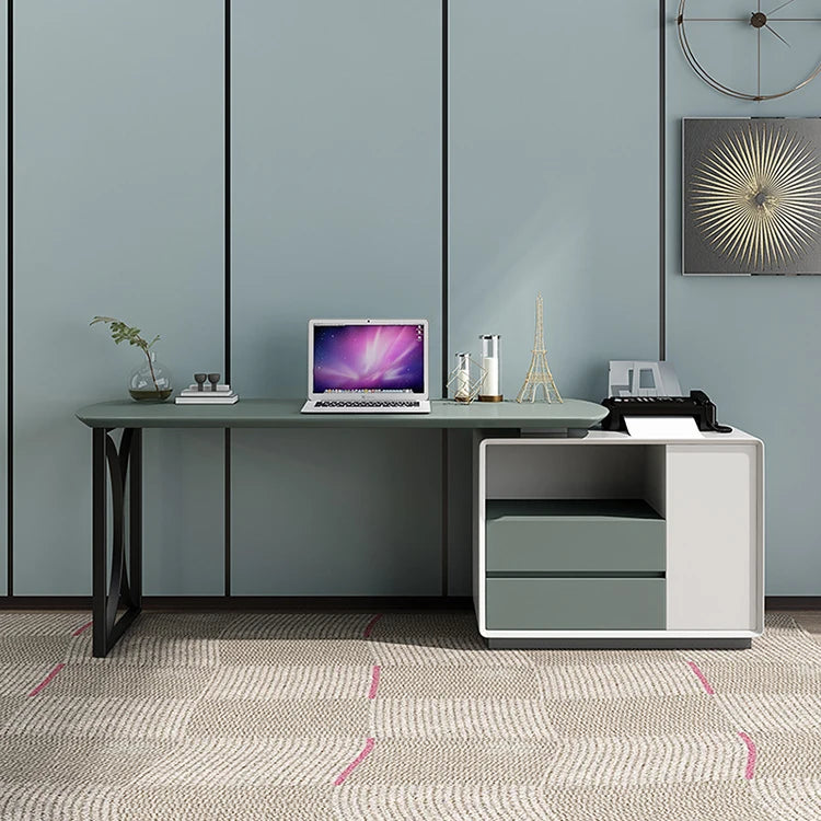 Simple Modern Creative Corner Desk Italian Minimalist Study Furniture Paint Table Combination with Side Cabinet
