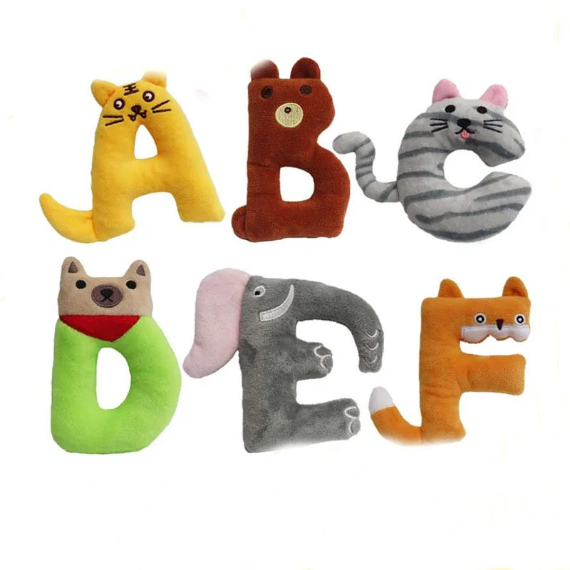 Pet Dog Plush Toy  English Letter Animal Squeak Dog Toy Chew Dog Toys Pet Products