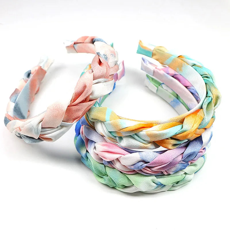 New Fashion Mixed Color Braid Headband Fabric Large Size Hair Bands for Women Girls